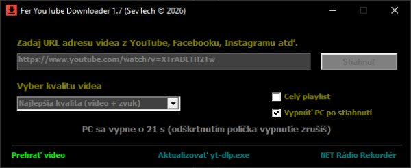 Stiahni si Programy Fer YouTube Downloader 1.7 (portable)