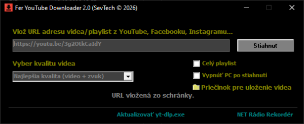 Stiahni si Programy Fer YouTube Downloader 2.0 (portable)