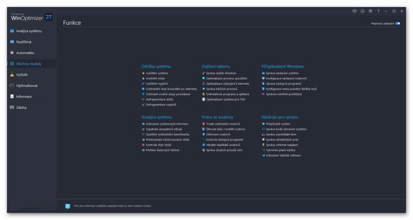 Stiahni si Programy Ashampoo WinOptimizer 27.00.03 CZ + SK (x64) portable