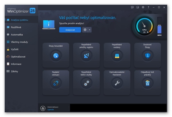 Stiahni si Programy Ashampoo WinOptimizer 28.00.20 CZ + SK (x64) portable