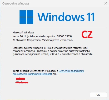 Stiahni si Programy Windows 11 PRO 26H1 (build OS 28000.2179) CZ