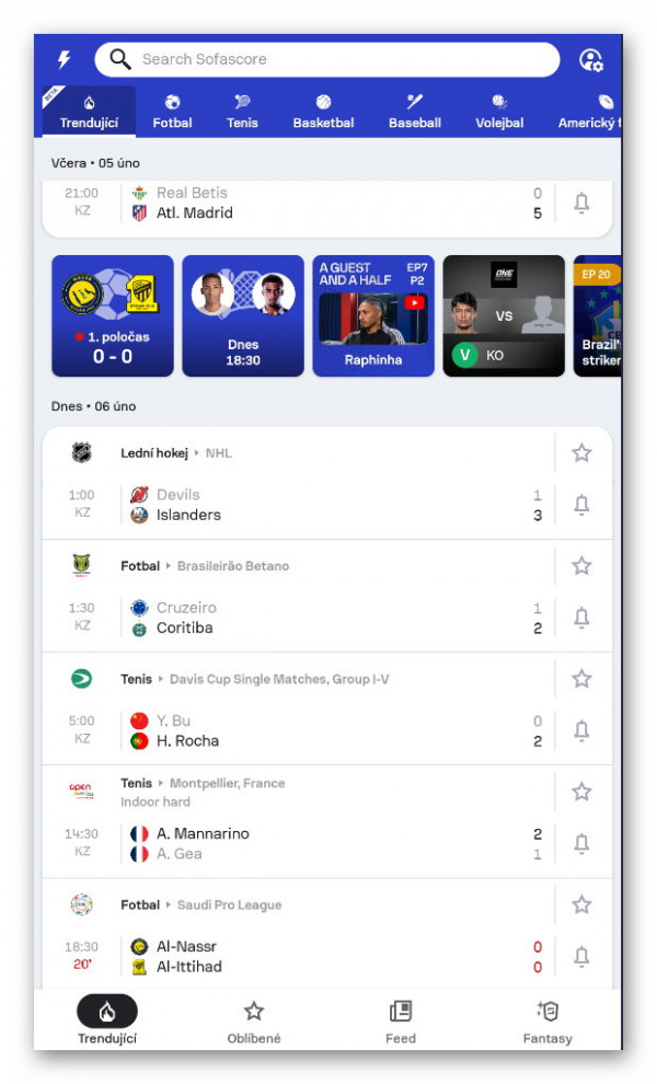 Stiahni si Mobil, PDA Sofascore - Live sports scores 25.12.17 build 251217007 (CZ/SK)
