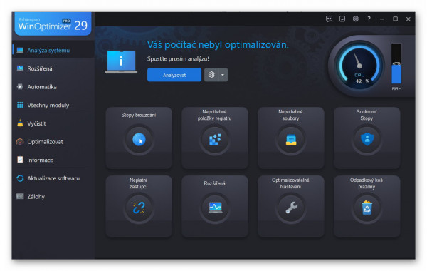 Stiahni si Programy Ashampoo WinOptimizer Pro 29.0.0 CZ + SK (x64) portable
