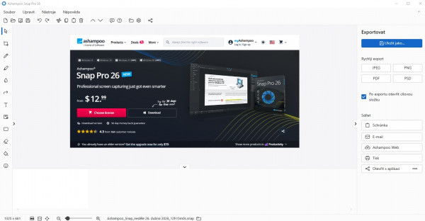 Stiahni si Programy Ashampoo Snap Pro 26.0.1 CZ + SK (x64) portable
