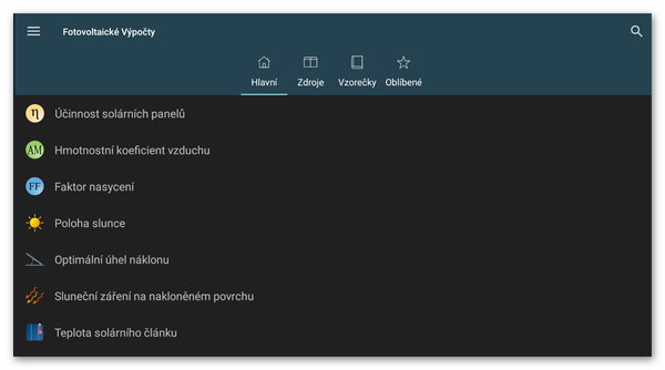 Stiahni si Mobil, PDA Photovoltaic Calculations Pro 3.0.1 build 73 CZ + SK