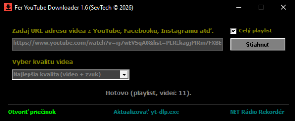 Stiahni si Programy Fer YouTube Downloader 1.6 (portable)