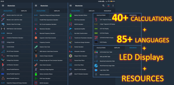 Stiahni si Mobil, PDA ElectroCalc - DIY Electronics 4.1 build 93 [Pro] CZ + SK