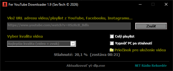 Stiahni si Programy Fer YouTube Downloader 1.9 (portable)