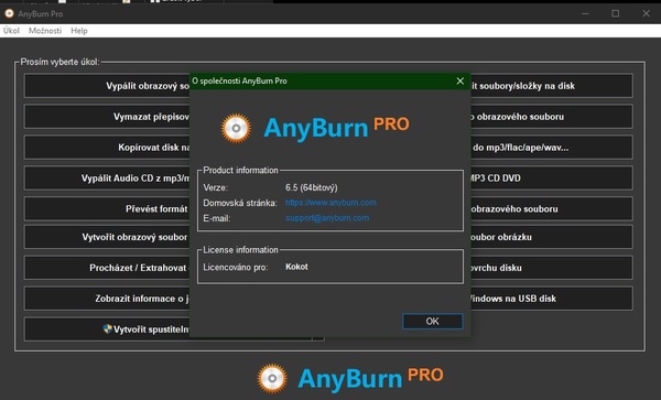 Stiahni si Programy AnyBurnPro 6.5 + (CZ)