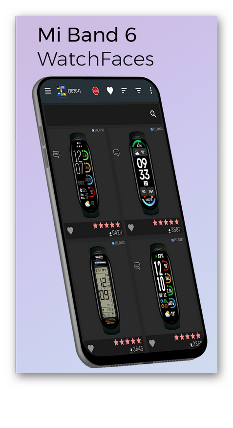 Stiahni si Mobil, PDA Mi Band 6 WatchFaces verze 8 UMP L50 CZ + SK