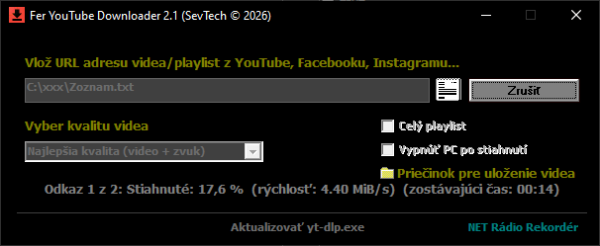 Stiahni si Programy Fer YouTube Downloader 2.1 (portable)