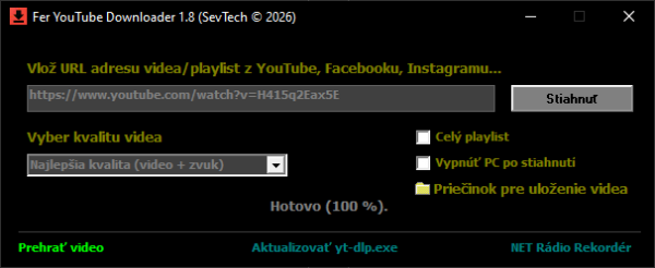 Stiahni si Programy Fer YouTube Downloader 1.8 (portable)